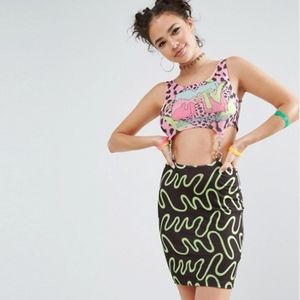 ASOS MTV Clip Middle Bodycon Dress In Leopard